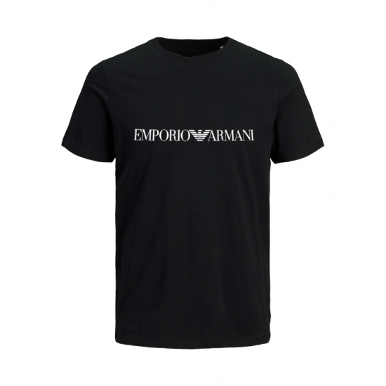 T-SHIRT 100% ΒΑΜΒΑΚΙ ΜΕ LOGO - ΜΑΥΡΟ - EMPORIO ARMANI T-SHIRT 100% ΒΑΜΒΑΚΙ ΜΕ LOGO - ΜΑΥΡΟ - EMPORIO ARMANI